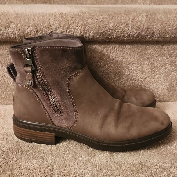Ugg Women's Taupe Brown Moto-Style Ankle Boots w/ Side Zippers Size 9 - Picture 1 of 11